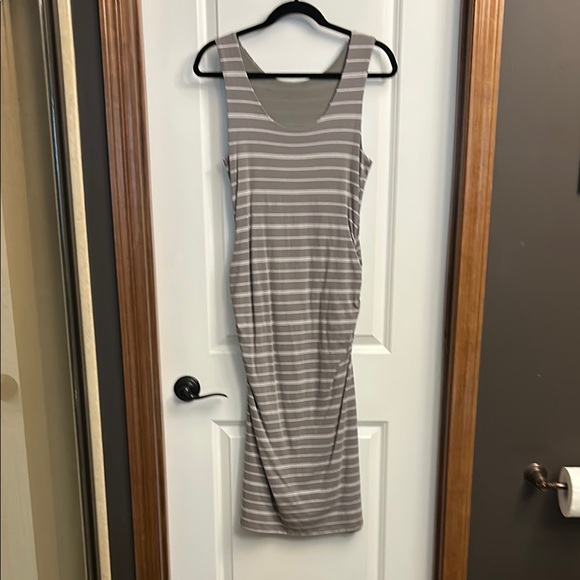 Athleta Taupe Striped Midi Dress - Picture 1 of 3